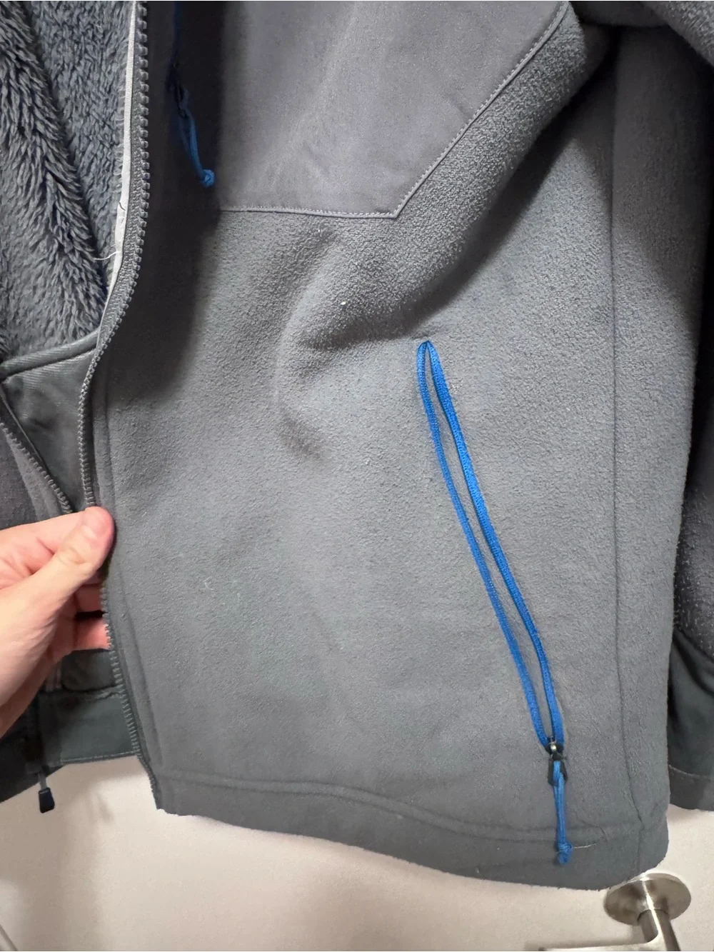 The North Face Men’s Medium Gray Fleece Full Zip Jacket Outdoor Hiking Pullover